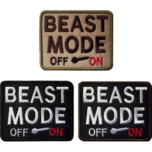 Beast Mode Off On Open Embroidery Velcro Patches Clothes Hat Badge Army Tactical Armband Logo Backpack Bag Military Stickers