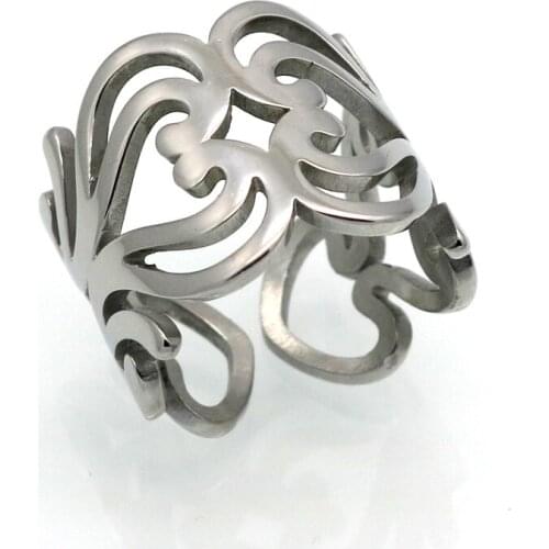 Brand Anillos Stainless Steel Gold Color Love Knot Hollow Heart Ring Anniversary Promise Ring For Women Fashion Jewelry Gift