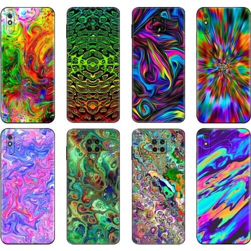 Black tpu Case For Xiaomi Redmi 7A 8 8A 9 9A 9C Case Redmi Note 8T 8 Pro T Note 9 9S 9 Pro Case Psychedelic trippy abstract art