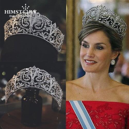 HIMSTORY New Bling Wedding Crown Diadem Tiara Cubic Zirconia Copper Elegant Woman Tiaras Crowns For Pageant Party