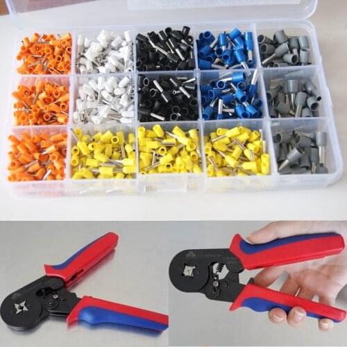 Free Shipping 0.25-6mm2 Wire Ferrule Crimp tool +Mixed 1000 Piece Wire Ferrules Kit