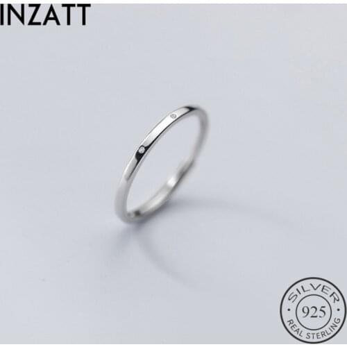 INZATT Real 925 Sterling Silver Zircon Round Adjustable Ring For Fashion Women Fine Jewelry Hiphop Minimalist Accessories