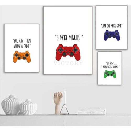 Game Quotes Canvas Painting Gamer Boy Gift Print Nursery Cartoon Game Controller Poster Gaming Room Wall Picture Playroom Decor