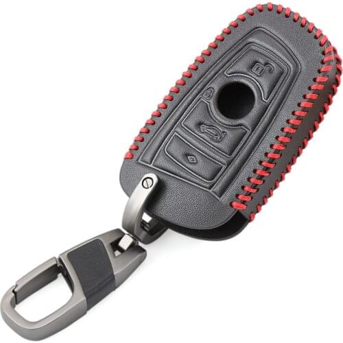Leather Auto Car Key Shell Case Cover Holder With Keyring Key Ring Chain Buckle keychain For BMW F07 F10 F11 F20 F25 F26 F30