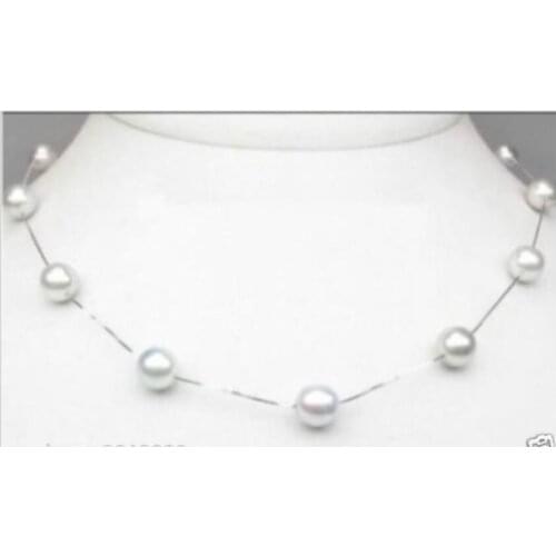 7-8 mm round natural white south sea pearl necklace 18 "
