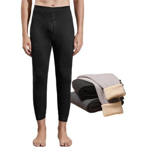 New Winter Warm Thick Fleece Leggings Men Long Johns WoolThermal Underwear Bottom Male Velvet Thermos Pants Mens Keep Warm