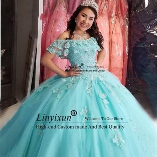 Sweet 16 Year Quinceanera Dresses 2021New Arrived Vestido debutante 15 anos Ball Gown Lace Applique Corset Prom Dress For Party