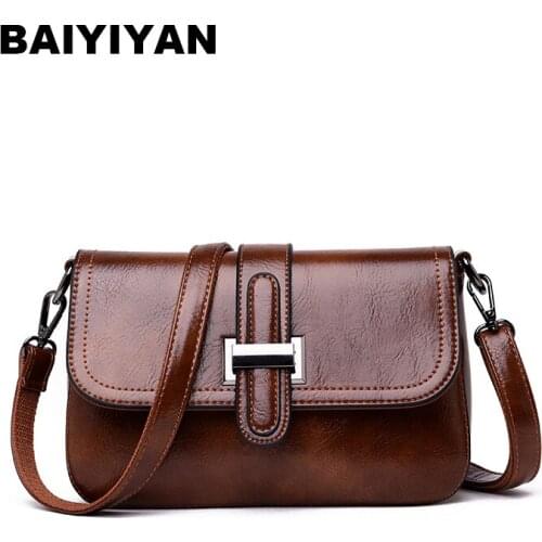 BAIYIYAN Fashion Women Bag Oil Wax PU Leather Shoulder Bags Hasp Handbags Small Flap Crossbody Bags for Ladies Messenger Bags