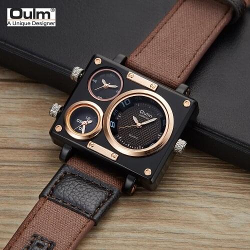 Fashion luxury cool multi time zone Large Dial Mens quartz watch 9 pointer 3 time zone mens Quartz Watch