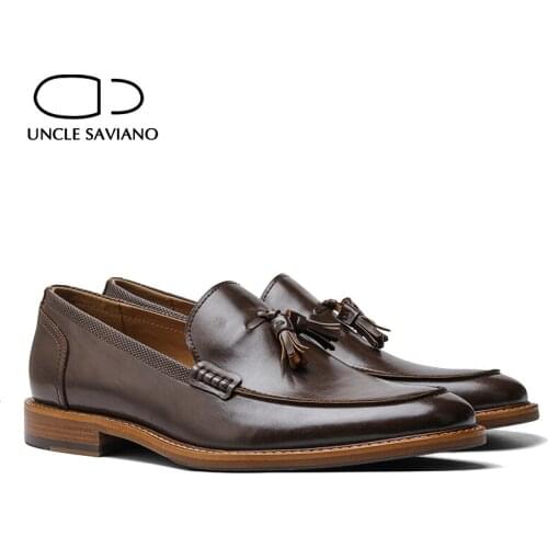 Uncle Saviano Loafer Wedding Dress Shoes for Men Fashion Man Shoe Original Designer Luxury Genuine Leather Handmade Men Shoes