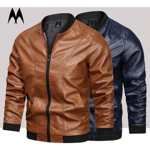 Mens Autumn Winter Thick Leather Jackets Fashion Stand Collar Men Jacket Windproof Warm Coat Male Brand Clothing Size 5XL