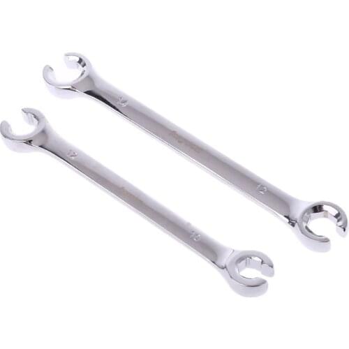 2Pcs 10x12mm 12x14mm Flare Nut Wrench Brake Pipe Spanner Set Six Point Socket Tools For Vehicle Repairing Wholesale