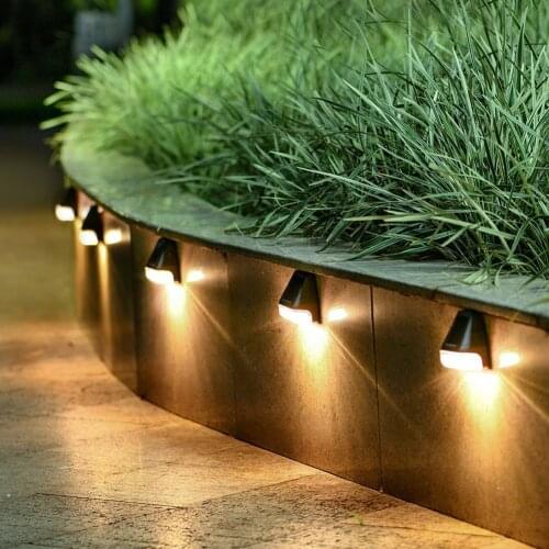 4PCS Solar Lamp Warm LED Path Stair Wall Light Waterproof Garden Landscape Step Deck Lights Outdoor Balcony Fence Solar Lights