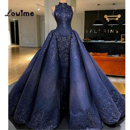 2018 New Couture Arabic Evening Dresses Navy Blue Formal Gowns Dress For Weddings Elegant Vestidos Women Party Dress Kaftan