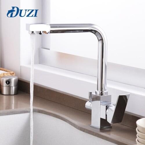 Solid Brass Drinking Water Filter Faucet Water Purifier Kitchen Sink Tap Marble Painting Square Cold And Hot Water Mixer Taps