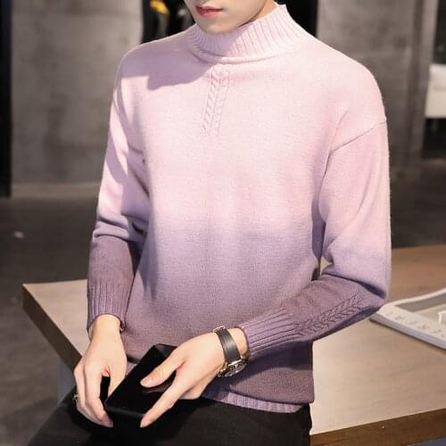 2020 fall hot-selling new woolen sweater mens half high neck Korean style slim handsome youth casual knitted sweater