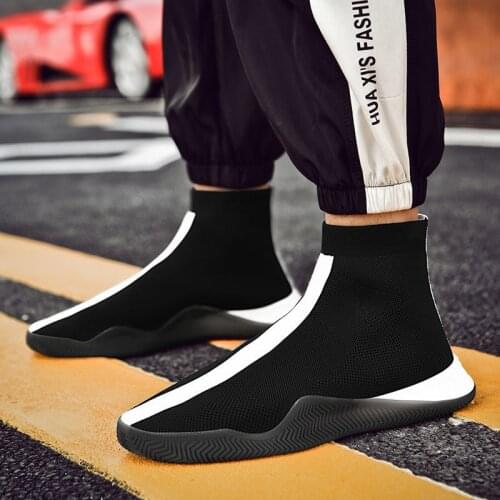 Coslony Casual Sneakers 2021 New Mens Fashion Light Running Shoes Walking Men Footwear white High top shoes socks men original