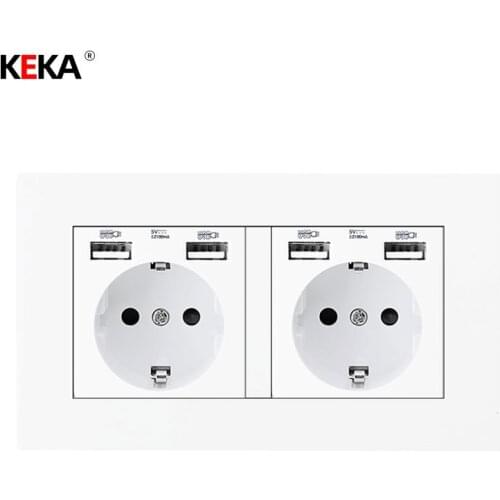 KEKA EU Standard Usb Socket. 146mm * 86mm Dual Power Socket. 16A High-Power Panel. AC 110~250V Wall Power Supply 146 Type Outlet