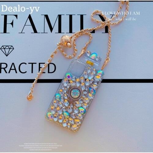 Perfume Bottle Bow Case for iphone7/8 plus shell Diamond 12/6S 11Pro hanging Neck Lanyard accessories silicone luxury Bling case