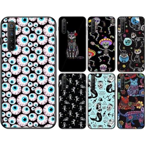 Flower Skull Cat Silicone Cover For OPPO Reno 4 3 Pro 10X Zoom 2 Z F Realme ACE C2 X2 Pro 5G Phone Case