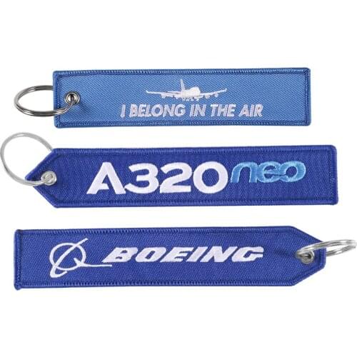 Blue Mobile Phone Straps Double-sided Embroidery A320 Boring Phone Key Ring Chain for Aviation Hot-selling Phone Strap Lanyard