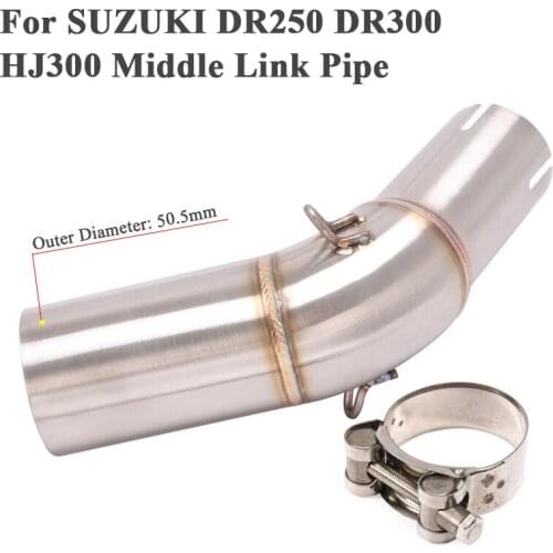 Slip On For SUZUKI DR250 DR300 DR 300 HJ300 Motorcycle Exhaust Escape Modified Middle Tube Link Pipe Connection 51mm Muffler