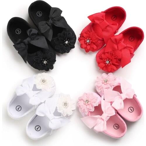 Prewalker Spring and Autumn Style 0-18 Months Baby Flower Toddler Shoes Soft Soles Breathable Baby Shoes Princess Shoes