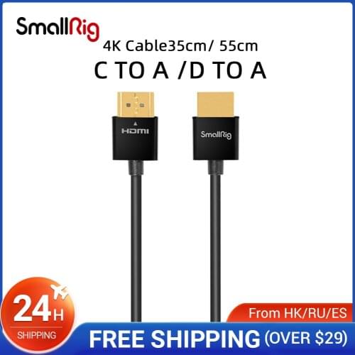 SmallRig Ultra Slim 4K HDMI Cable 35cm With HDMI Ports For DSLR Camera/Monitor/Wireless Video Transmitter & Receiver Cable- 2956