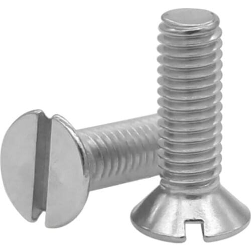 Wkooa Slotted Screws M1.6 M2 M2.5 M3 M4 M5 Countersunk Flat Head DIN963 Stainless Steel 304