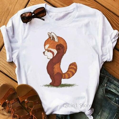 90s Cute Short Sleeve Print Clothes Lady Tees Tops Fox Animal Cartoon T Shirt Womens T-Shirt Female Graphic Summer