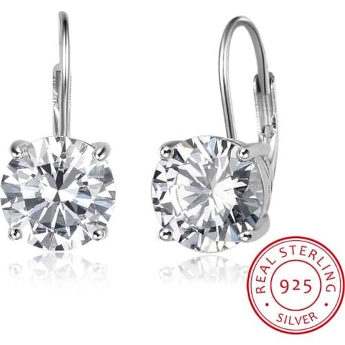 Fashion 925 Sterling Silver Earrings for Women 8mm Cubic Zirconia Stone Earrings Wedding Engagment Women Jewelry Gift (EA102020)