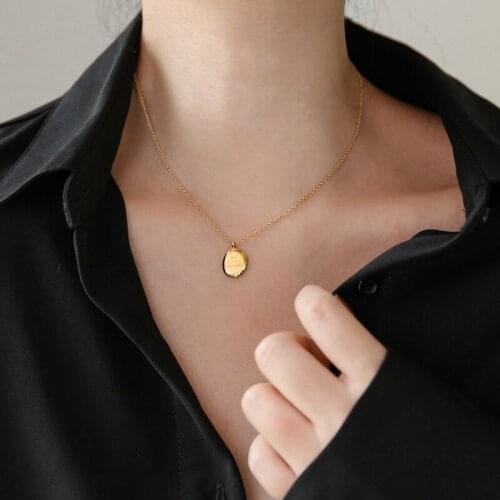XIYANIKE 316L Stainless Steel Gold Color Coin Pandent Necklaces For Women Clavicle Chain 2021 Trendy Fashion Party Gift Jewelry