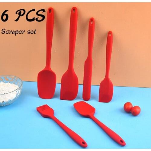 6Pcs Silicone Spatula Sets Non-Stick Scrapers Spoon Oil Brush Butter Mixing Kitchen Utensils Set Heat-Resistant Cake Baking Tool