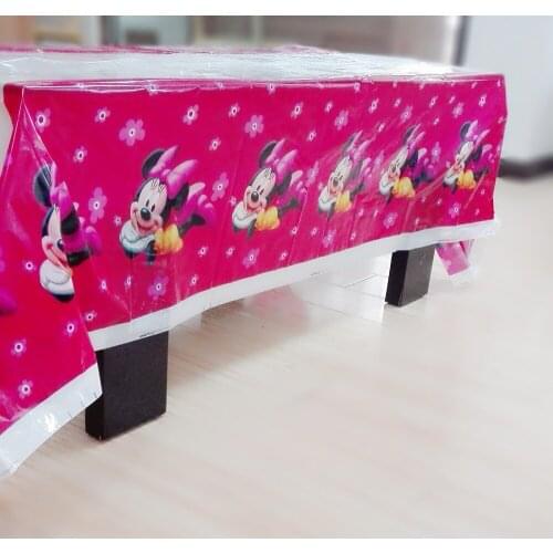 108x180cm minnie mouse party supplies disposable tablecloth Baby Kids Birthday Decoration minnie mouse birthday party supplies