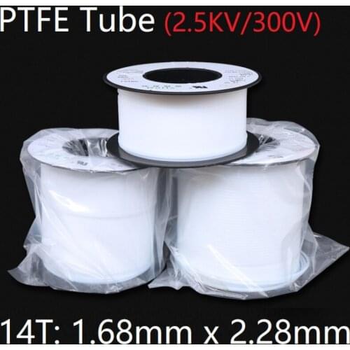 14T 1.68mm x 2.28mm PTFE Tube F46 Insulated Capillary Heat Protector Transmit Hose Rigid Temperature Corrosion Resistance 300V