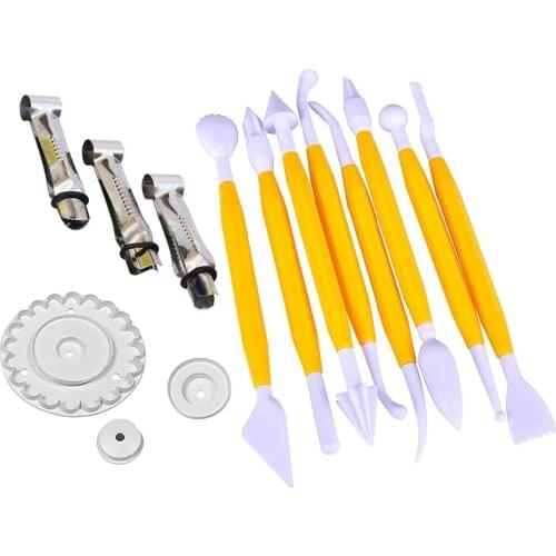 15PCS Cake Decorating Kit Fondant Modeling Tools Crimper Set Frill Cutter Kitchen Accessories