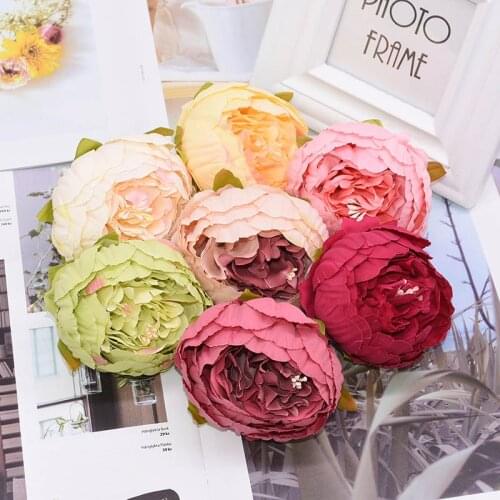 2pc 9cm Big Artificial Peony Flower HeadsSilk Flower Head for Wedding Bouquets Home Party DIY Decoration Flowers Fake Flower