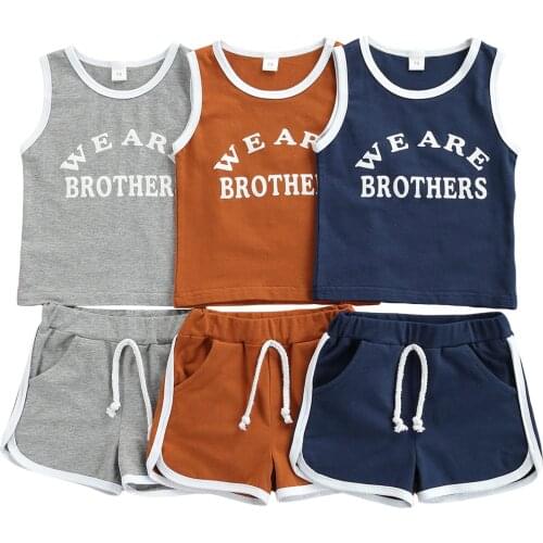 2021-04-07 Lioraitiin 0-3Years Toddler Baby Girl Boys Casual 2Pcs Clothes Set Round Collar Sleeveless Tops and Shorts 3Styles