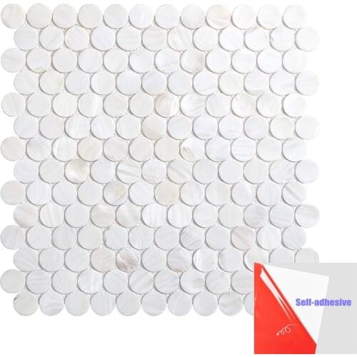 2021 Round shape White Pearl Shell Mosaic tile bathroom Kitchen Wall shell Backsplash wall sticker Shell MosaicTile