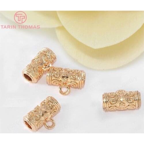 6PCS 12.5x6MM 24K Champagne Gold Color Plated Brass Charms Bracelet Connector Beads High Quality Diy Jewelry Accessories