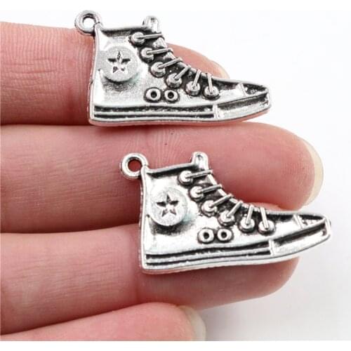 32x20mm 10pcs Antique Silver Plated Shoe Handmade Charms Pendant:DIY for bracelet necklace-P6-34