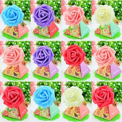 50 x Triangular Rose Flower Wedding Favors Candy Boxes Gift Box Wedding Table Decoration Party Supplies