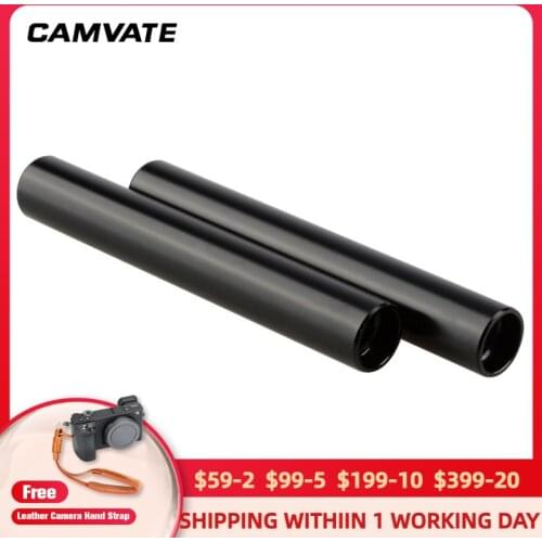 CAMVATE 2pcs Aluminum (10cm Long)15mm M12 Rod Rail For DSLR Camera Shoulder Mount Rig/Camera Cage/Matte Box/Monitors Supporting