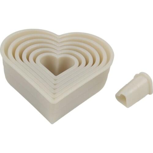 2set/lot)Free Shipping FDA High Quality Nylon 7pcs Heart Shape Cookie Cutters Set with Plain Edge
