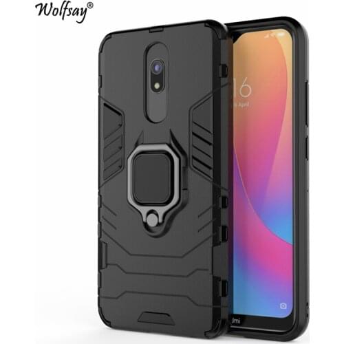Wolfsay For Xiaomi Redmi 8 Case, Redmi 8 Car Holder Armor Cases Hard PC & Soft Silicone Cover for Xiaomi Redmi 8 With Magnet