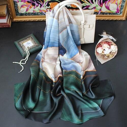DANKEYISI Women Nature Silk Scarf Female Real Silk Scarf Lady Soft Printed Head Hijab Femme Scarf Beach Shawl Neck Scarf Foulard
