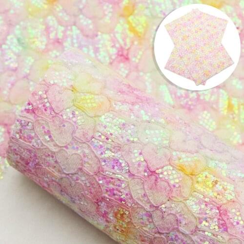 David accessories 20*34CM Bump Texture Lace Love Chunky Glitter Synthetic Leather for Bows DIY Handmade Materials,1Yc11401