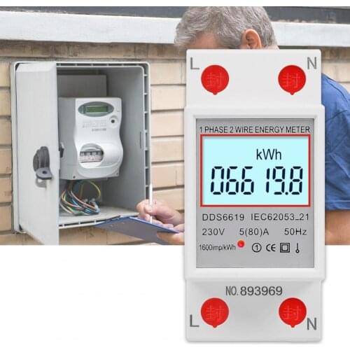 DDS6619-012 1600P/kWh Digital Electricity Meter Single-phase Easy to Install LCD Display Electric Energy Meter for Household
