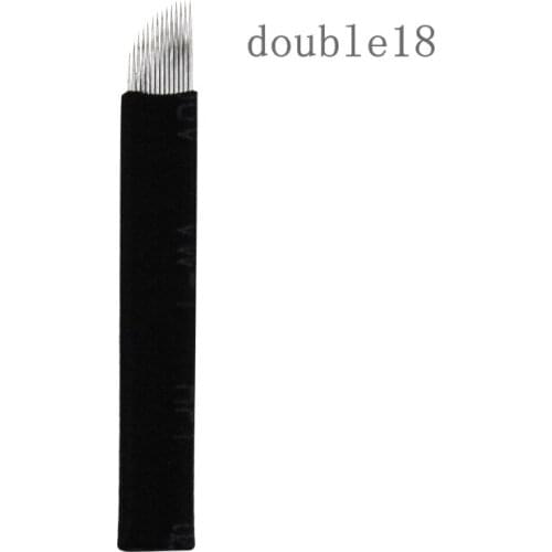 Double Row 18 pins Tattoo Needles Eyebrow Permanent Makeup needles eye line 3d Embroidery 50pcs Black Microblading blades
