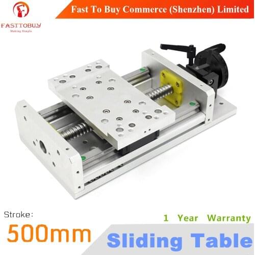 Stroke 500mm C7 CNC Sliding Table Lead Screw 1605 Manual Operation Linear Guides Repositioning Resolution 0.02mm for CNC Machine